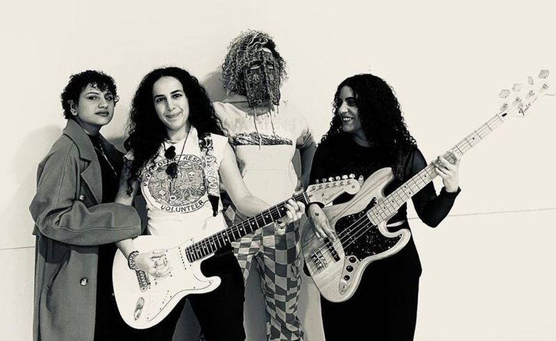 Group photo of Arabic female rock band Seera